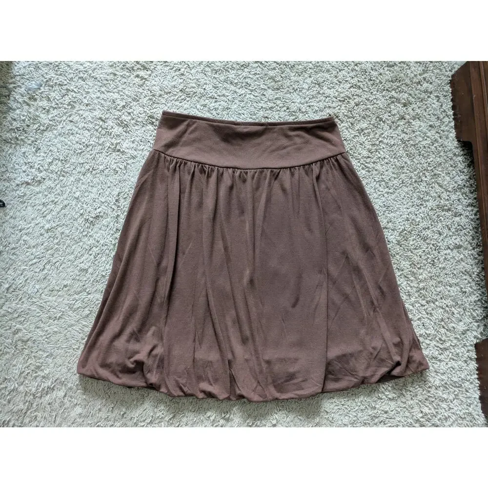 Y2K Derek Heart Bubble Skirt M Brown Thick Elastic Waist Beachy Fairy Forest